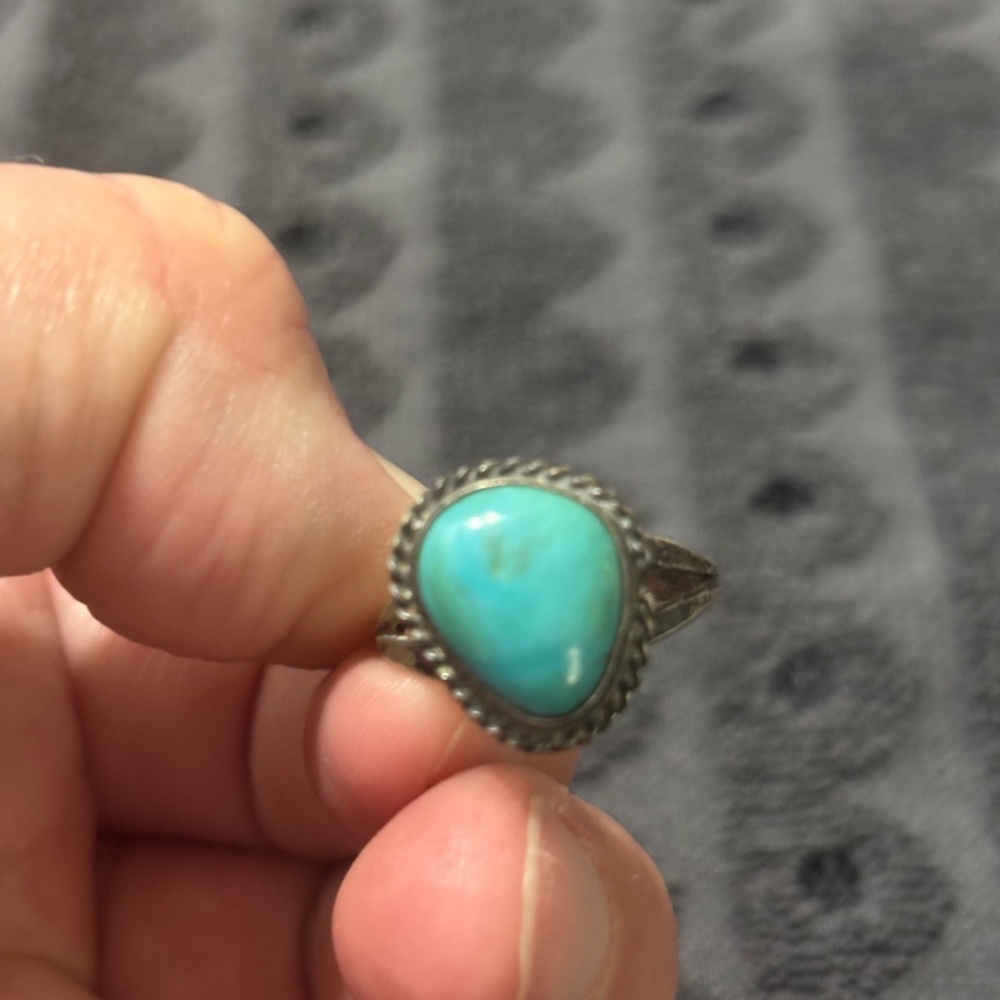 Turquoise Gemstone Silver Ring Native American - image 3